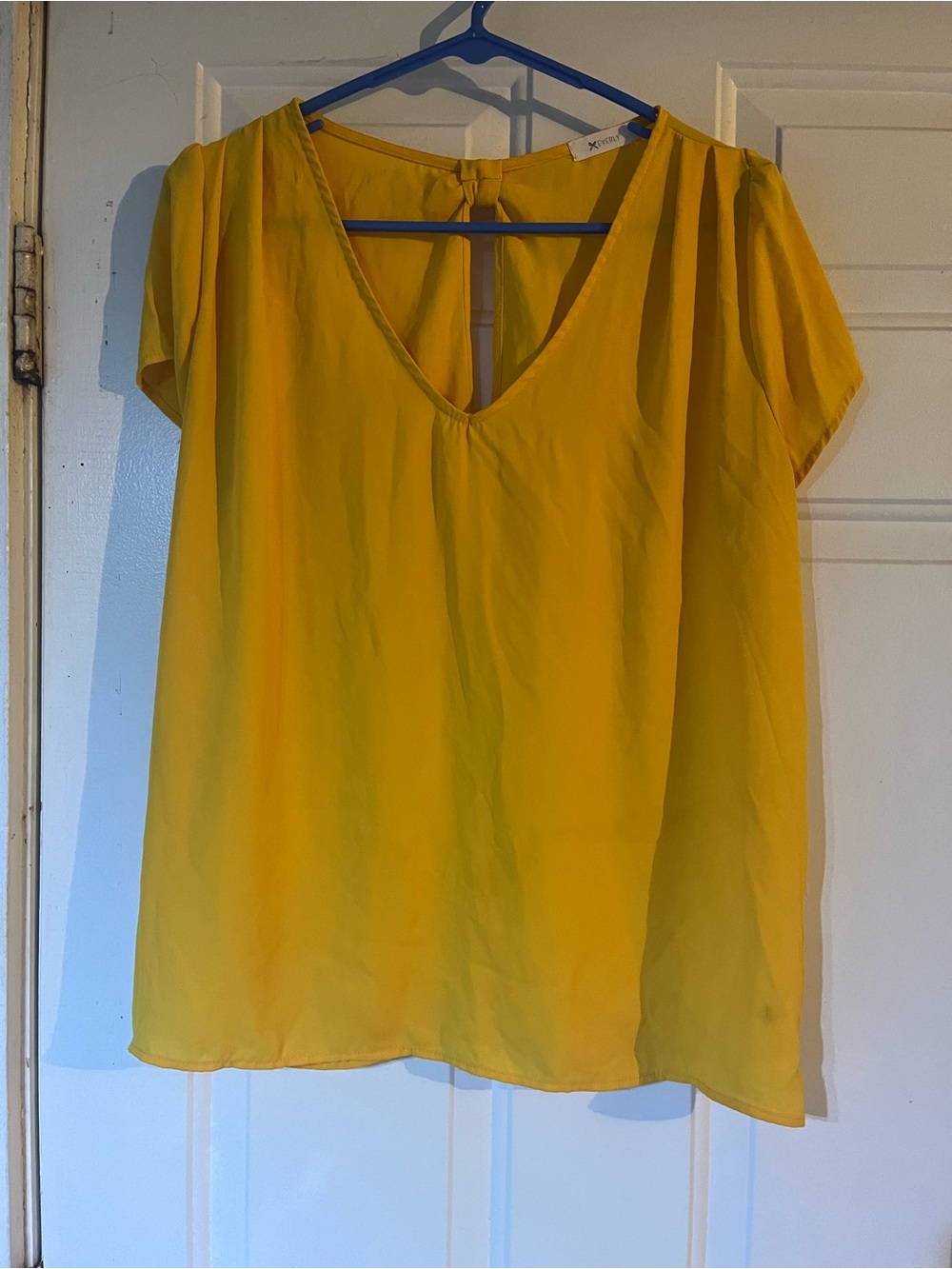 Everly Bright Yellow V-Neck Short Sleeve Blouse